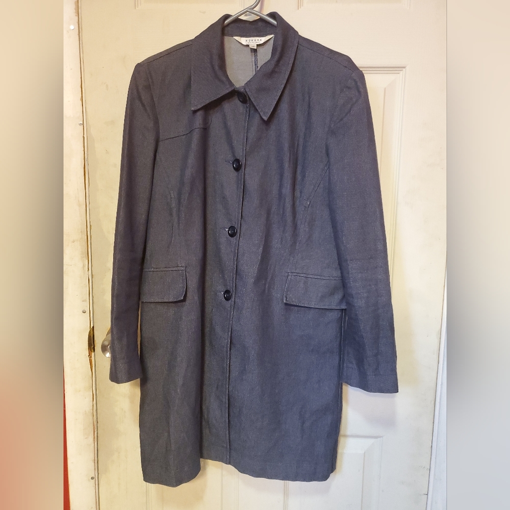 Kukara Denim Women's Gray Jacket. Size 12. Long-sleeved